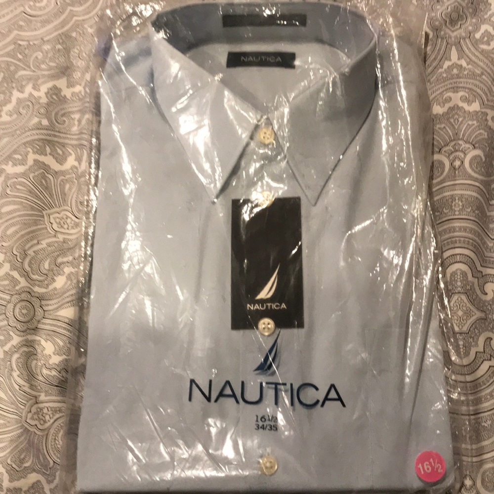 light blue long sleeve button down dress shirt